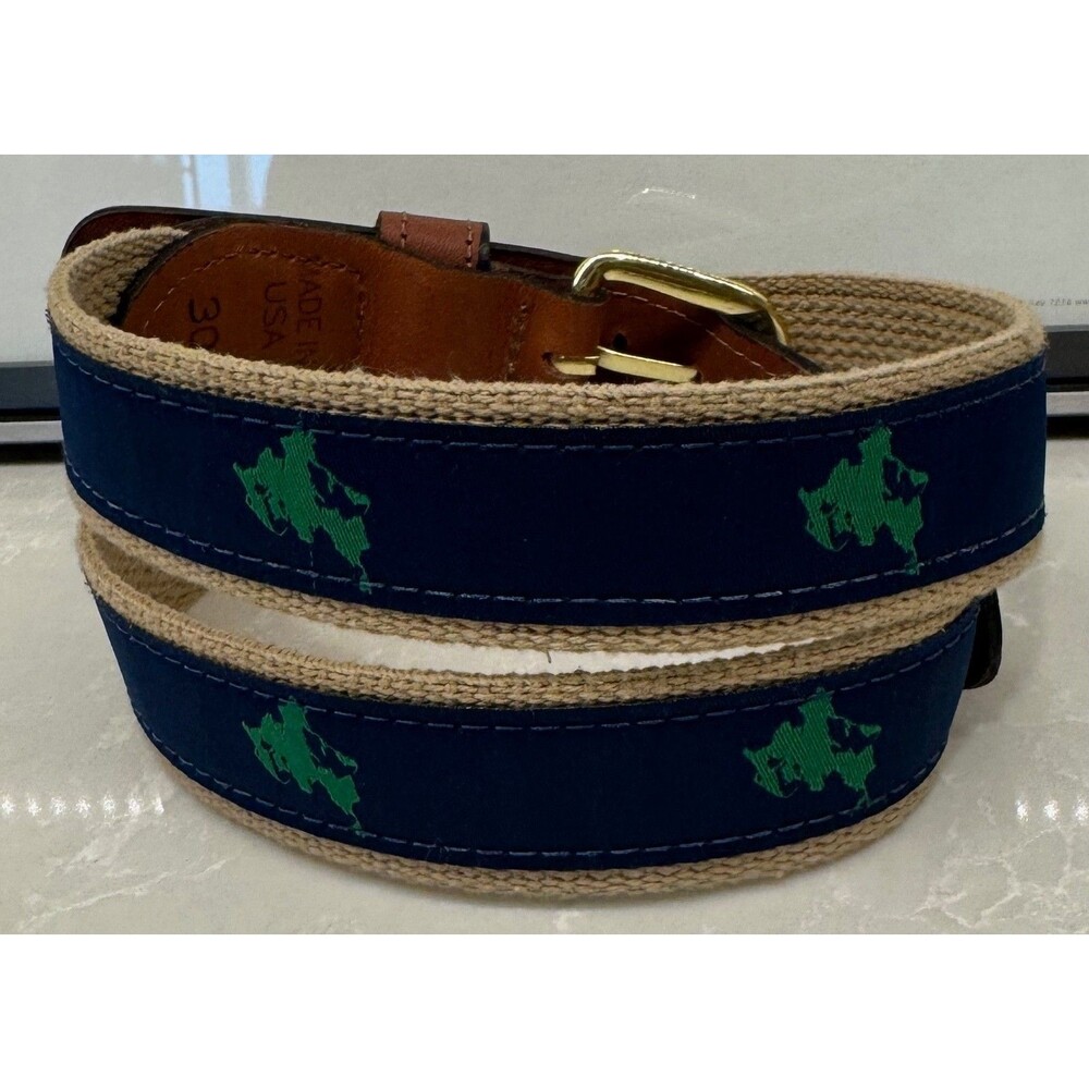 Shelter Island New York - Zep-Pro Leather Canvas Belt - Size 30 - NEVER WORN